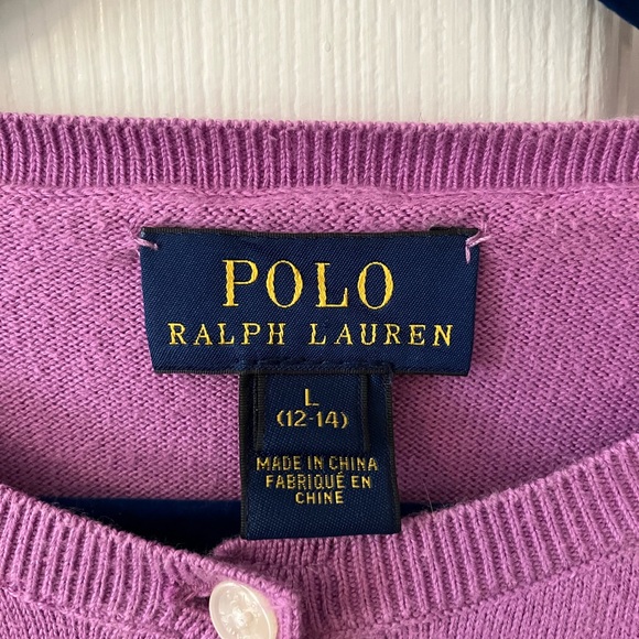 Polo Ralph Lauren Lavender Cardigan Sweater Sz 12-14 - Picture 6 of 6